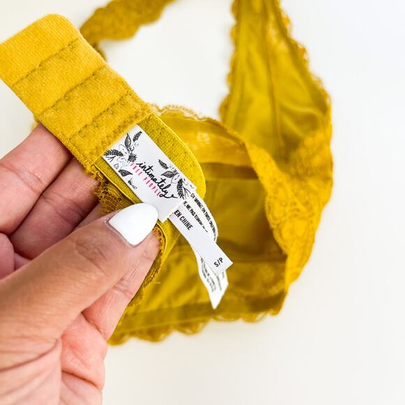 Intimately Free People Size S Halter Lace Bralette Bra Yellow - Picture 4 of 6